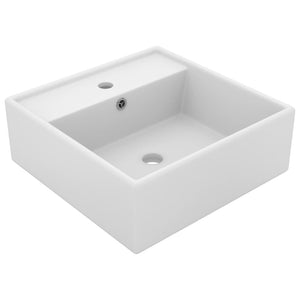 vidaXL Luxury Basin Overflow Square Matte White 41x41 cm