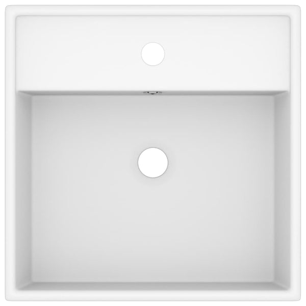 vidaXL Luxury Basin Overflow Square Matte White 41x41 cm