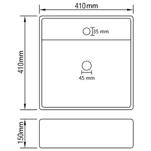 vidaXL Luxury Basin Overflow Square Matte White 41x41 cm