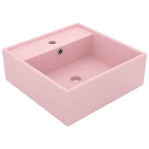 vidaXL Luxury Square Matte Pink Basin Overflow 41x41 cm