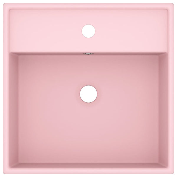 vidaXL Luxury Square Matte Pink Basin Overflow 41x41 cm