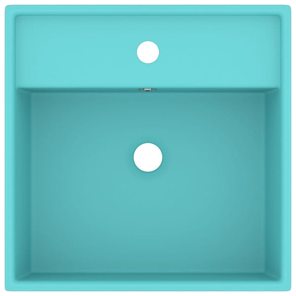 vidaXL Luxury Wash Basin Overflow Square Matte Light Green 41x41 cm