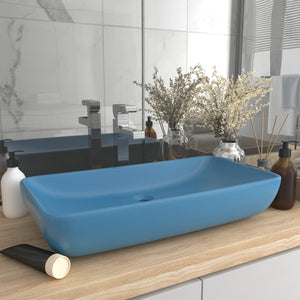 vidaXL Luxury Rectangular Basin Matte Light Blue 71x38 cm Ceramic