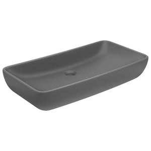 vidaXL Luxury Rectangular Wash Basin Matt Dark Grey 71x38 cm Ceramic