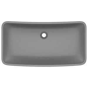 vidaXL Luxury Rectangular Wash Basin Matt Dark Grey 71x38 cm Ceramic