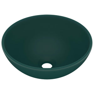 vidaXL Luxury Round Sink Matte Dark Green 32.5x14 cm Ceramic