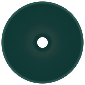 vidaXL Luxury Round Sink Matte Dark Green 32.5x14 cm Ceramic