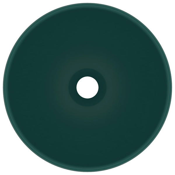 vidaXL Luxury Round Sink Matte Dark Green 32.5x14 cm Ceramic