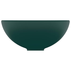 vidaXL Luxury Round Sink Matte Dark Green 32.5x14 cm Ceramic