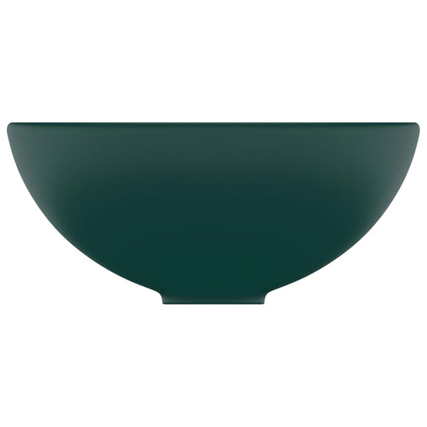 vidaXL Luxury Round Sink Matte Dark Green 32.5x14 cm Ceramic