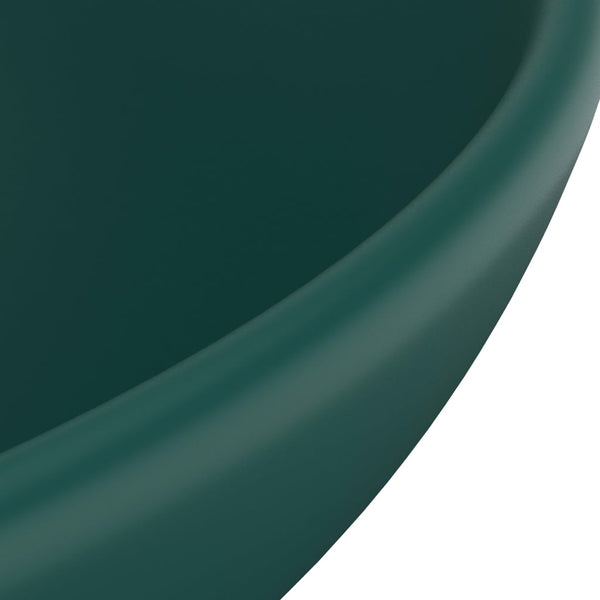 vidaXL Luxury Round Sink Matte Dark Green 32.5x14 cm Ceramic