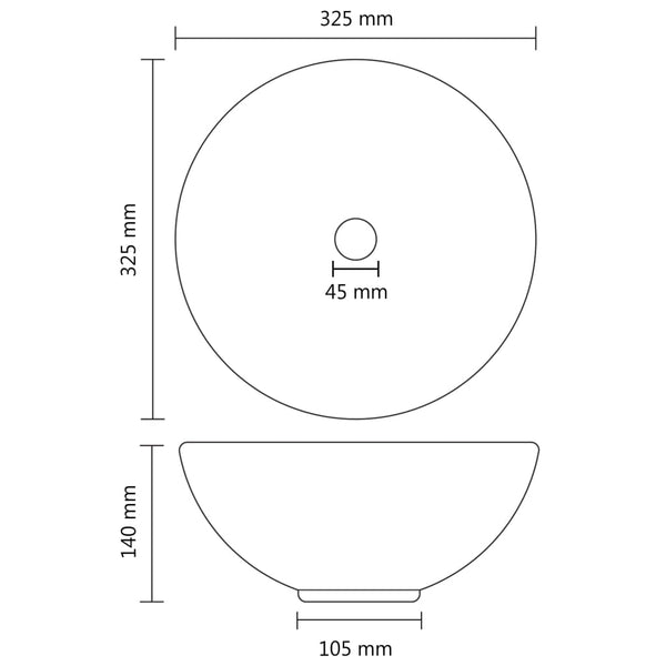 vidaXL Luxury Round Sink Matte Dark Green 32.5x14 cm Ceramic