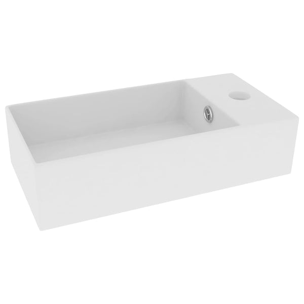 vidaXL Bathroom Sink with Overflow Ceramic Matte White