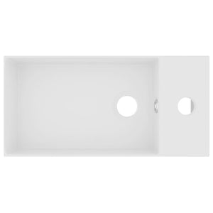 vidaXL Bathroom Sink with Overflow Ceramic Matte White