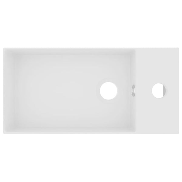 vidaXL Bathroom Sink with Overflow Ceramic Matte White
