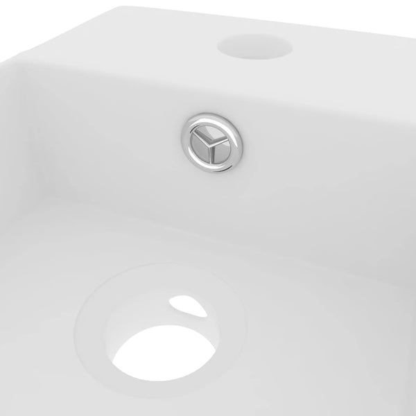 vidaXL Bathroom Sink with Overflow Ceramic Matte White