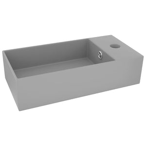 vidaXL Bathroom Sink with Overflow Ceramic Light Gray