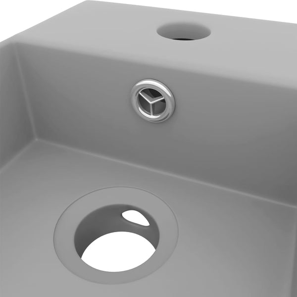 vidaXL Bathroom Sink with Overflow Ceramic Light Gray