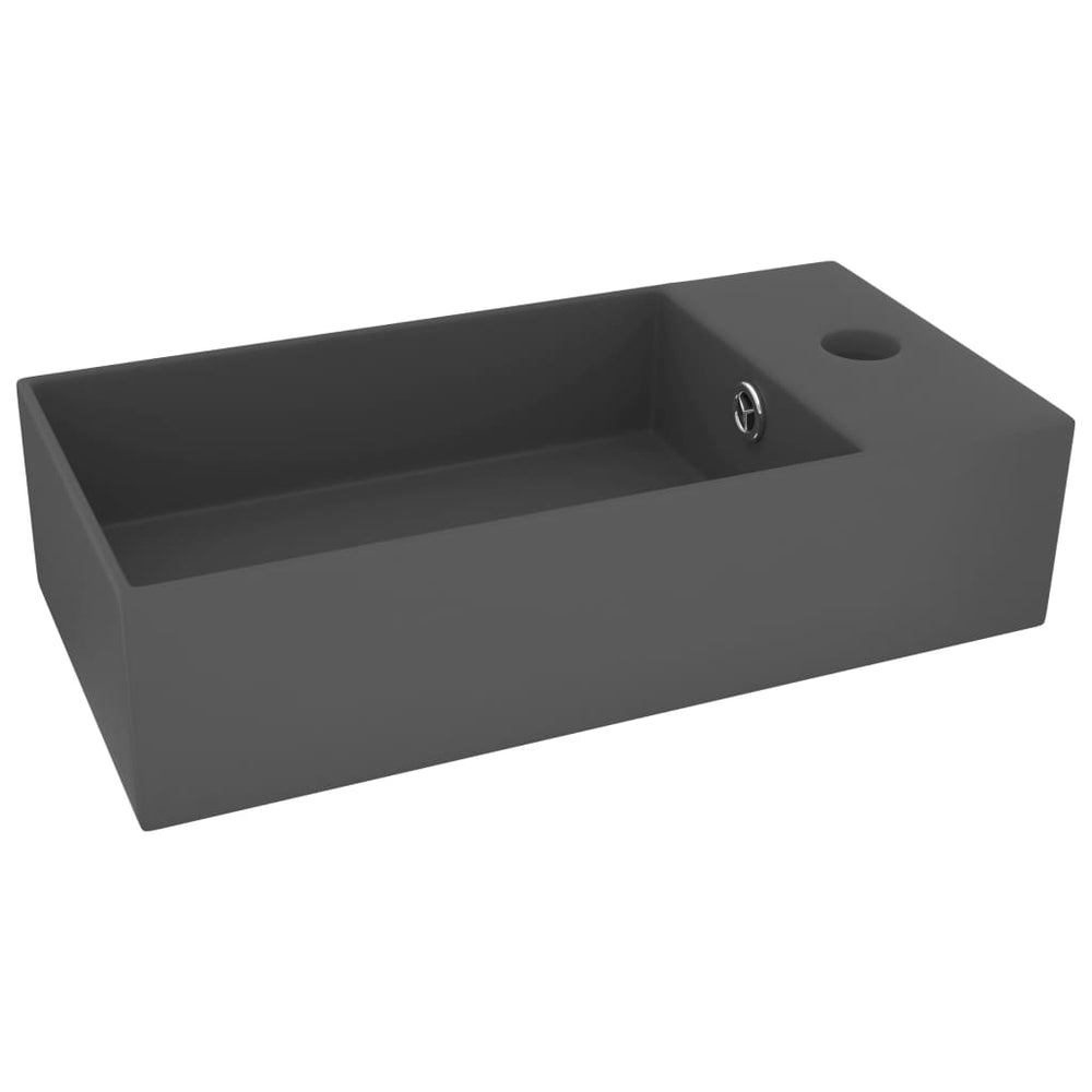 vidaXL Bathroom Sink with Overflow Ceramic Dark Gray