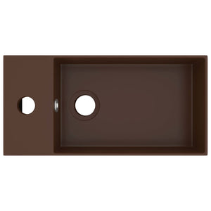 vidaXL Bathroom Sink with Overflow Ceramic Dark Brown
