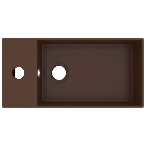 vidaXL Bathroom Sink with Overflow Ceramic Dark Brown