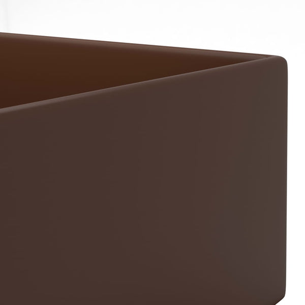 vidaXL Bathroom Sink with Overflow Ceramic Dark Brown