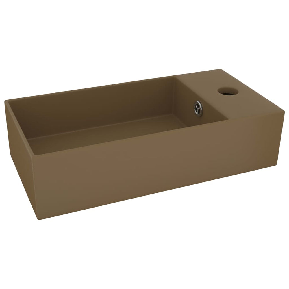 vidaXL Bathroom Sink with Overflow Ceramic Matte Cream
