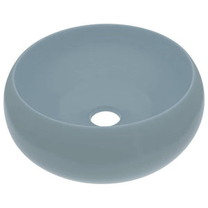 vidaXL Luxury Round Basin Matte Light Blue 40x15 cm Ceramic