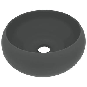 vidaXL Luxurious Round Matte Dark Gray Wash Basin 40x15 cm Ceramic