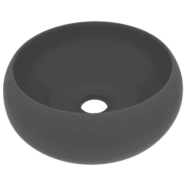 vidaXL Luxurious Round Matte Dark Gray Wash Basin 40x15 cm Ceramic