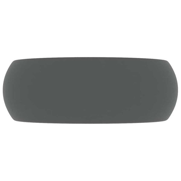 vidaXL Luxurious Round Matte Dark Gray Wash Basin 40x15 cm Ceramic