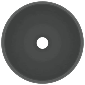vidaXL Luxurious Round Matte Dark Gray Wash Basin 40x15 cm Ceramic