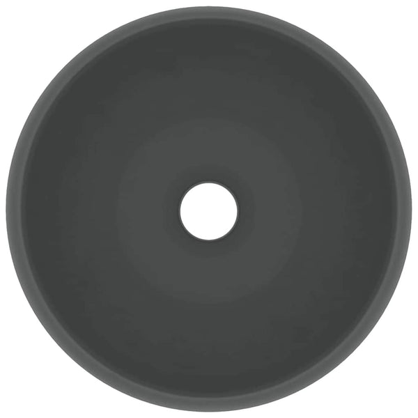 vidaXL Luxurious Round Matte Dark Gray Wash Basin 40x15 cm Ceramic