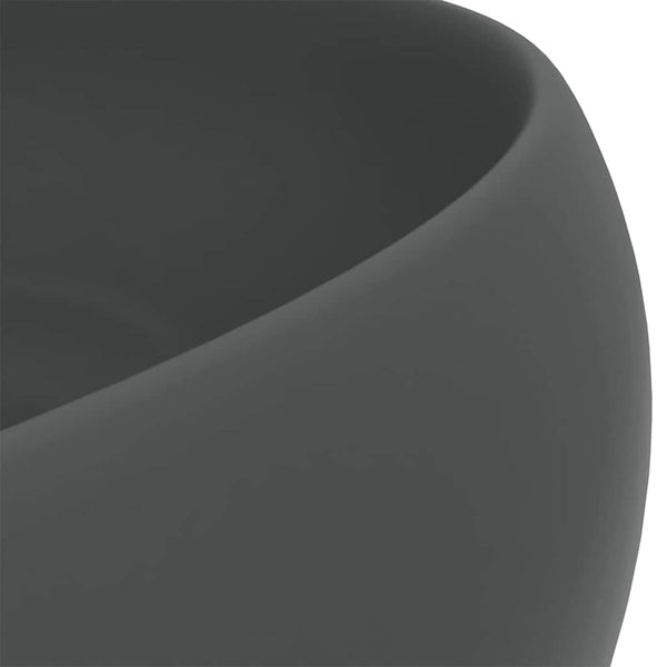 vidaXL Luxurious Round Matte Dark Gray Wash Basin 40x15 cm Ceramic
