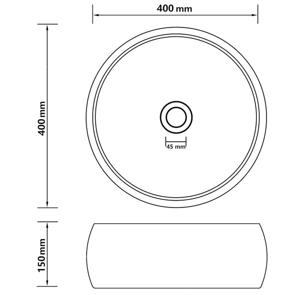 vidaXL Luxurious Round Matte Dark Gray Wash Basin 40x15 cm Ceramic
