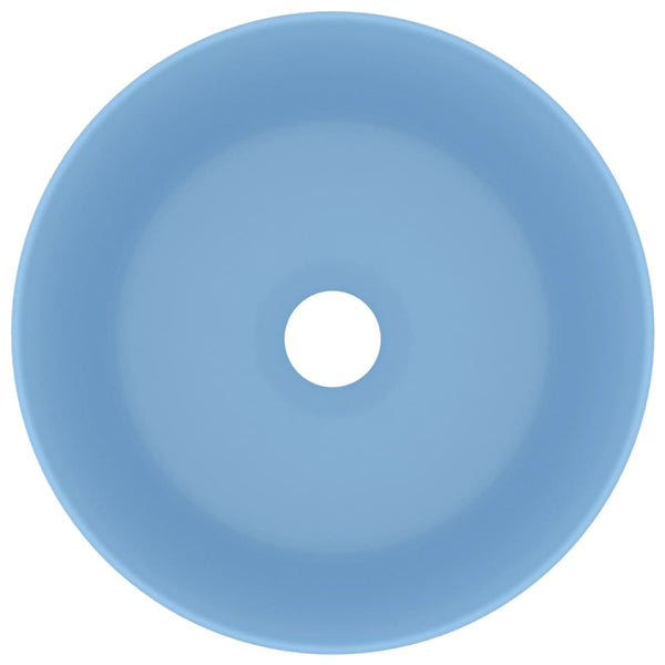 vidaXL Luxury Round Basin Matte Light Blue 40x15 cm Ceramic