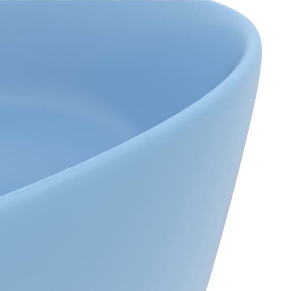 vidaXL Luxury Round Basin Matte Light Blue 40x15 cm Ceramic