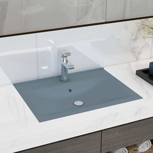 Luxus-Waschbecken mit Hahnloch Matt-Hellblau 60x46 cm Keramik