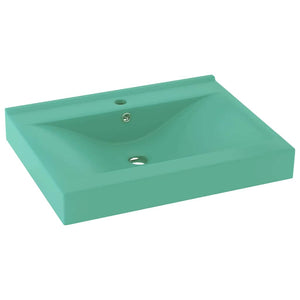 vidaXL Luxury Wash Basin with Faucet Hole Matte Light Green 60x46 cm Ceramic
