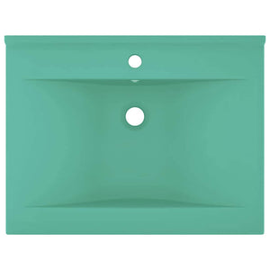 vidaXL Luxury Wash Basin with Faucet Hole Matte Light Green 60x46 cm Ceramic