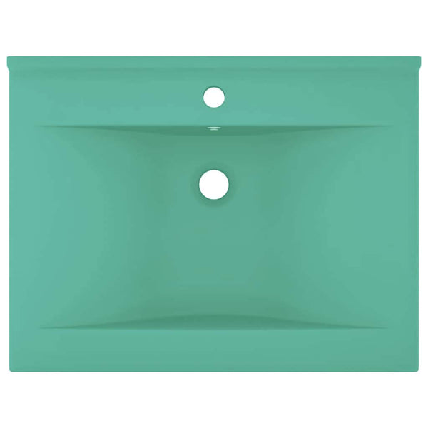 vidaXL Luxury Wash Basin with Faucet Hole Matte Light Green 60x46 cm Ceramic