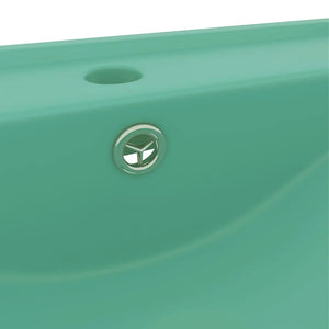 vidaXL Luxury Wash Basin with Faucet Hole Matte Light Green 60x46 cm Ceramic