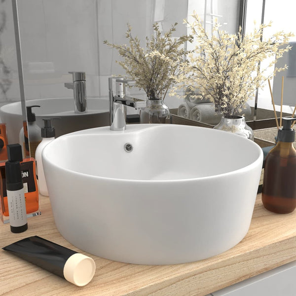 vidaXL Luxury Wash Basin with Overflow Matte White 36x13 cm Ceramic