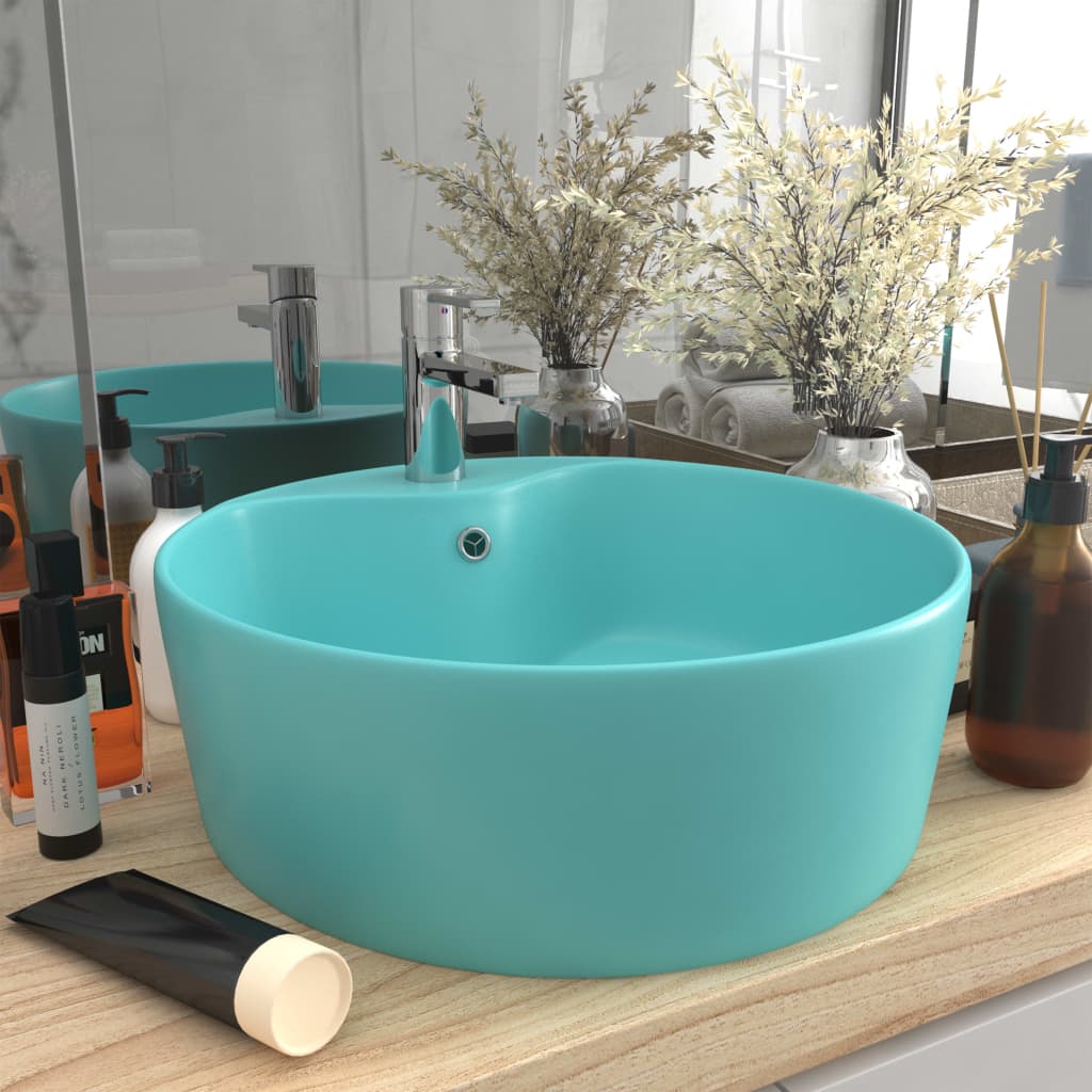 vidaXL Luxury Bathroom Sink with Overflow Matte Light Green 36x13 cm Ceramic