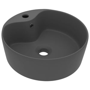 vidaXL Luxury Wash Basin with Overflow Matte Dark Gray 36x13 cm Ceramic