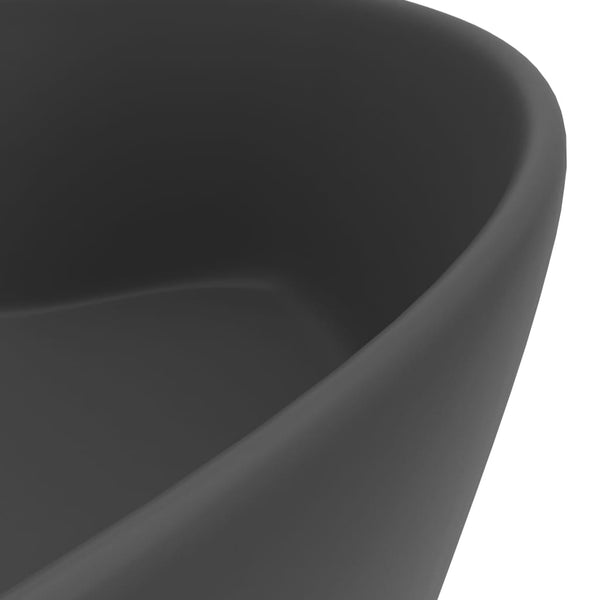 vidaXL Luxury Wash Basin with Overflow Matte Dark Gray 36x13 cm Ceramic
