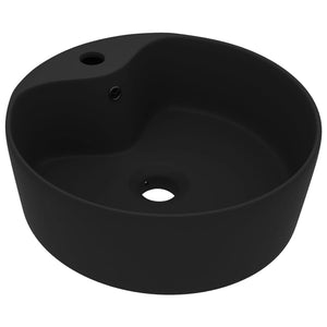 vidaXL Luxury Wash Basin with Overflow Matte Black 36x13 cm Ceramic