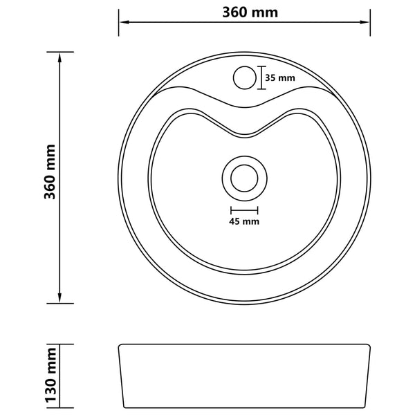 vidaXL Luxury Wash Basin with Overflow Matte Black 36x13 cm Ceramic