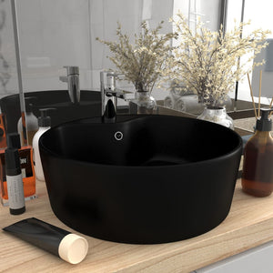 vidaXL Luxury Wash Basin with Overflow Matte Black 36x13 cm Ceramic