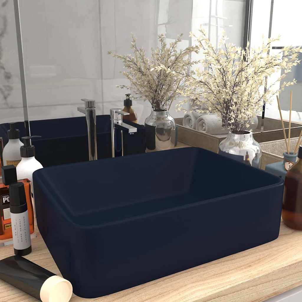 vidaXL Luxury Wash Basin Matte Dark Blue 41x30x12 cm Ceramic